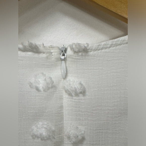 V Neck Summer Tunic Loose Chiffon Swiss Dot A-line Dress - Picture 6 of 8